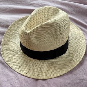 Chic Cream Fedora with Black Accent